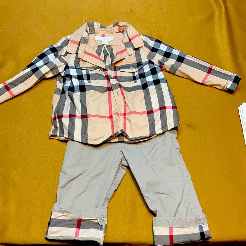 Burberry Kids Plaid Matching Set - Beige, Black, Red